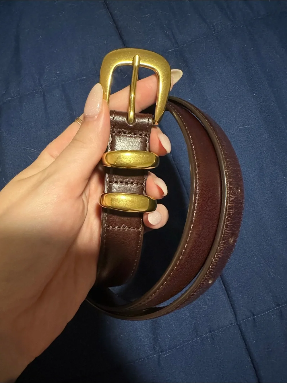 Brown/Plum Women’s Belt with Brass Buckle